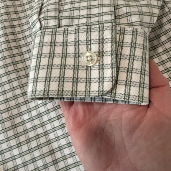 L.L. Bean white and green wrinkle resistant button down shirt size 15.25 - 34 - Picture 8 of 15
